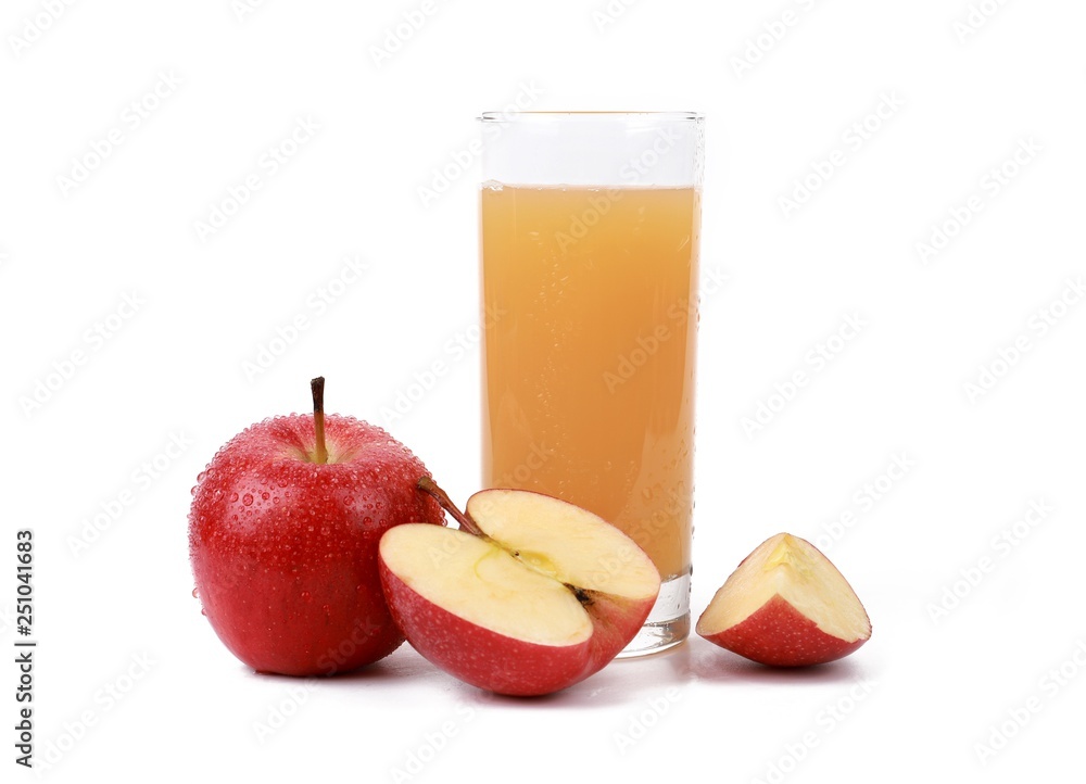 apple juice - sliced ​red apples and a glass of naturally cloudy apple juice  in front of white background Stock Photo | Adobe Stock