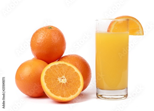  fresh squeezed orange juice - glass with fresh squeezed orange juice and oranges isolated on white