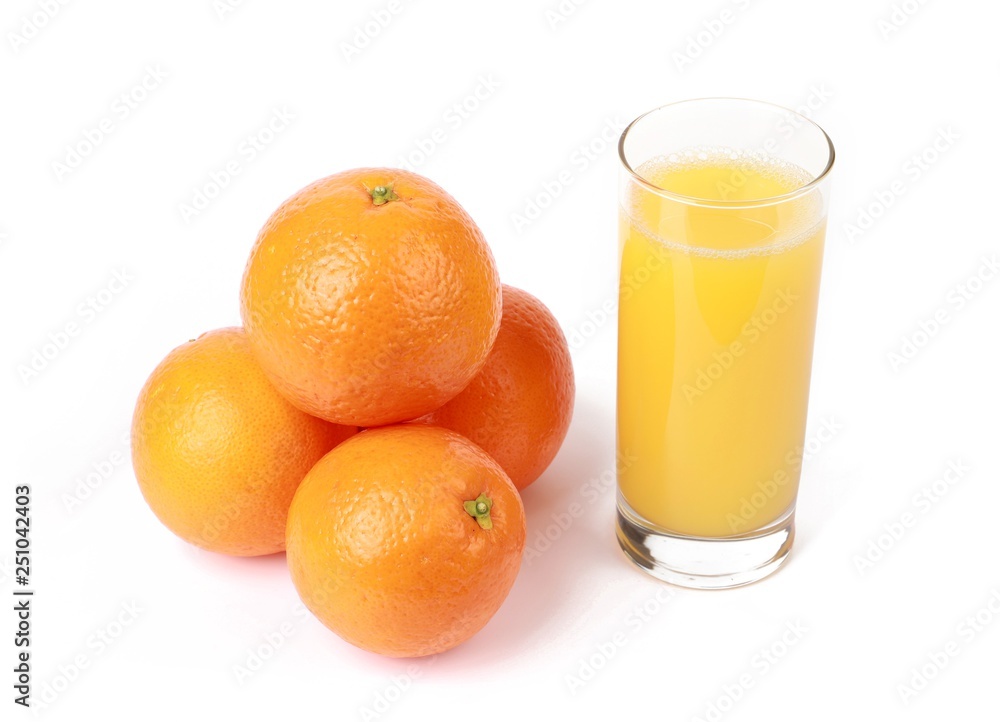 fresh squeezed orange juice - glass with fresh squeezed orange juice and oranges isolated on white fresh squeezed orange juice - glass with fresh squeezed orange juice and oranges isolated on white