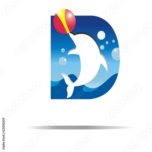 Letter D for dolphin logo ector