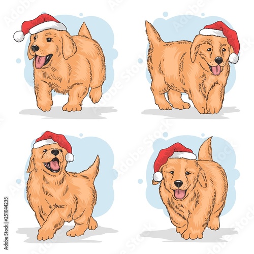 CHRISTMAS PUPPY SANTA CLAUS HAT VECTOR EPS