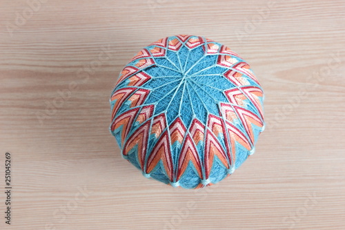 Japanese traditional toys 'Temari' ball. Beautiful temari balls. Handicraft ball in authentic Japanese style