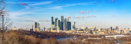 View of the Moscow City with the Vorobyovy Hills
