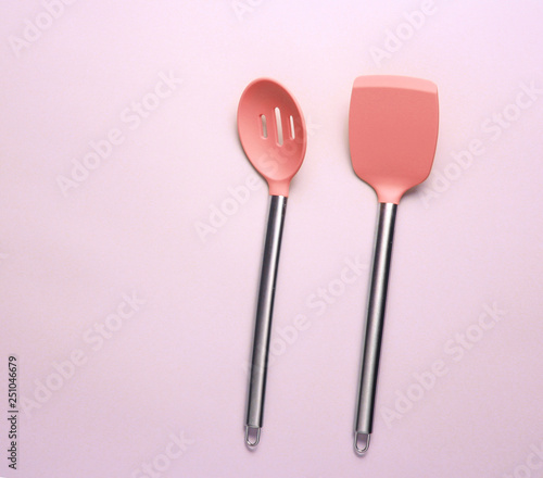 Silicone paddles for cooking. Top view.