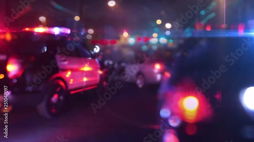 Police Patrol Car at Scene of Emergency (Optical Lens Defocus)