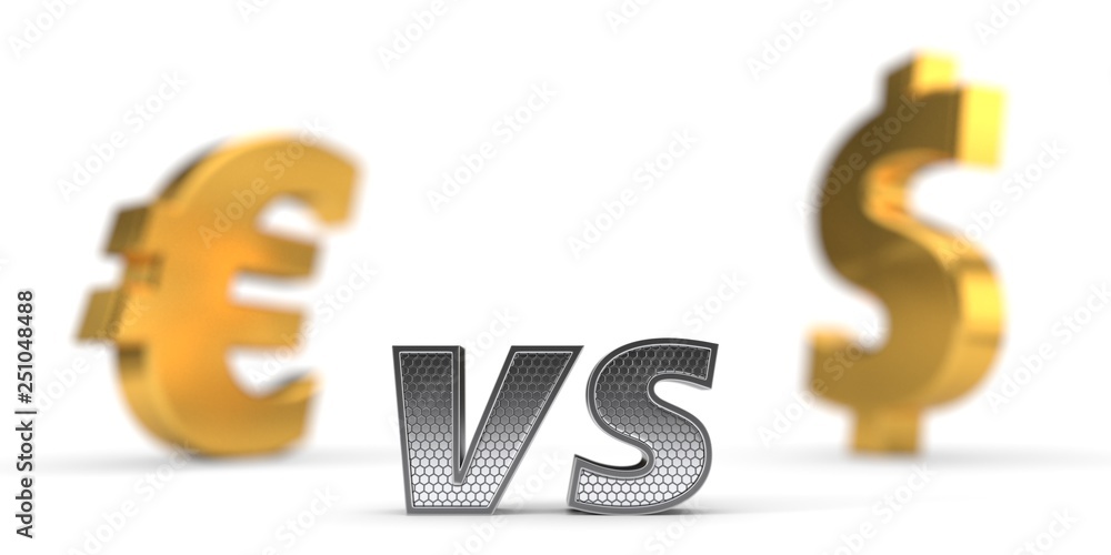 Fototapeta premium economic war concept. euro versus dollar. 3d illustration