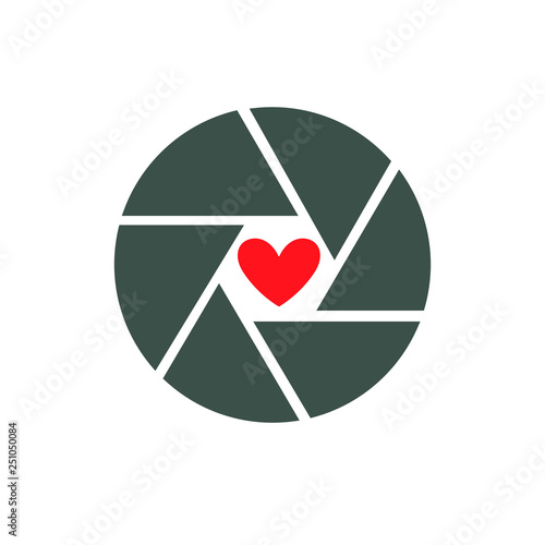 Heart Shutter Logo or Icon Camera Love