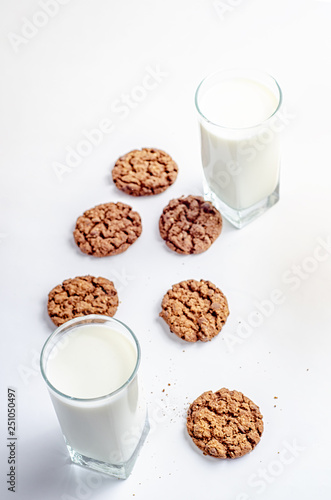 chocolate chip cookies and glass of milk