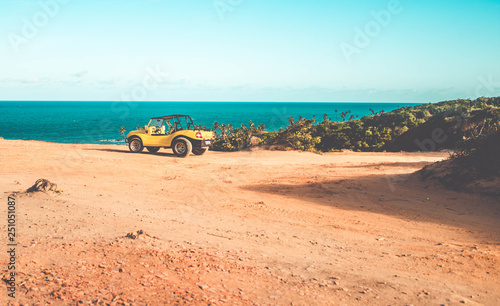 Beautiful landscape buggy on top of a cliff. Buggy on seashore photo