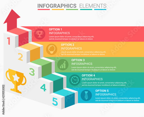 INFOGRAPHICS element abstract design the number top five list template
