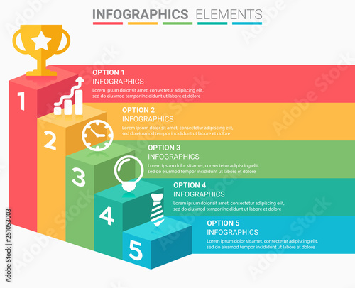 INFOGRAPHICS element abstract design the number top five list template
