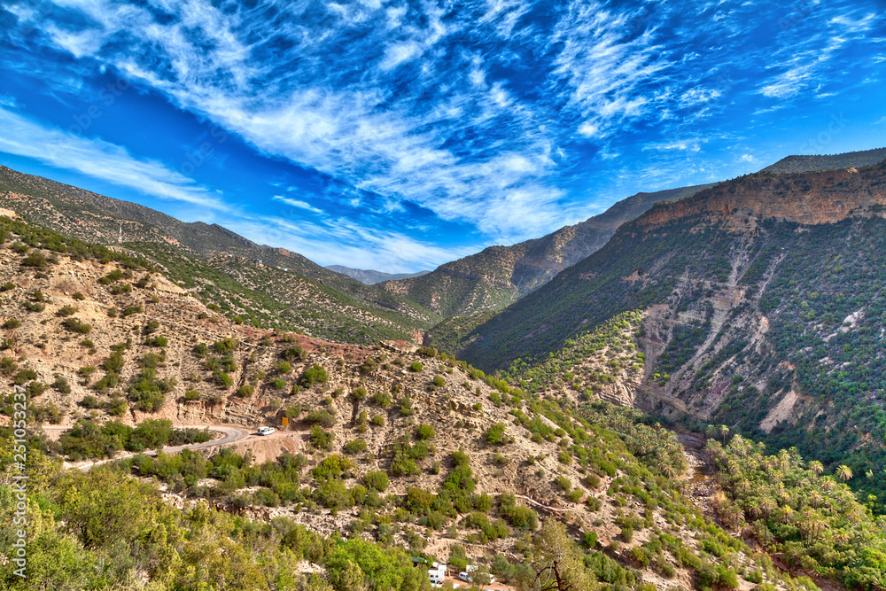 A beautiful landscape in the mountains of Morocco near Agadir, an African country on the Atlantic Ocean