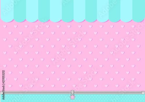 Pink and mint blue green background with little hearts. Candy shop backdrop. Decoration  banner themed Lol surprise doll girlish style. Invitation card template. Horizontal and vertical orientation photo