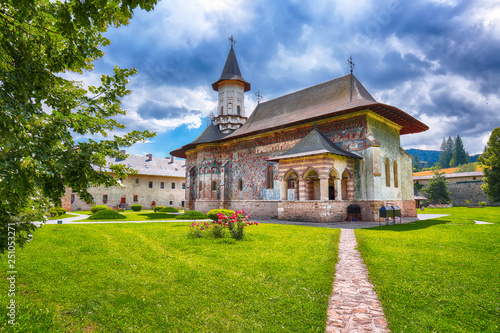 Splendid summer scene of Sucevita Monastery Romanian Orthodox monastery