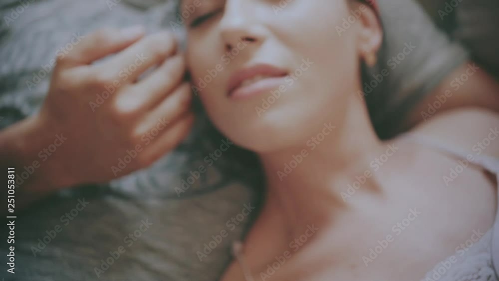 Happy morning of Young romantic couple in love have fun, kissing and hugs in bedroom . Love and relationships lifestyle, interior loft bedroom. Happy morning of Young romantic couple in love have fun, kissing and hugs in bedroom . Love and relationships lifestyle, interior loft bedroom.