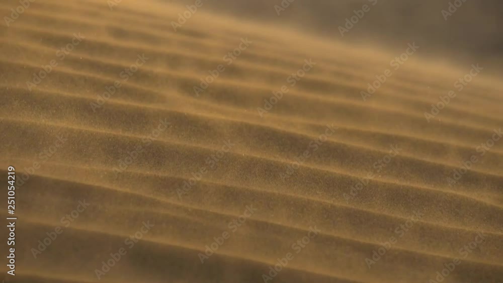 Sand waving in the wind in dunes in desert. Slow motion shot Sand waving in the wind in dunes in desert. Slow motion shot