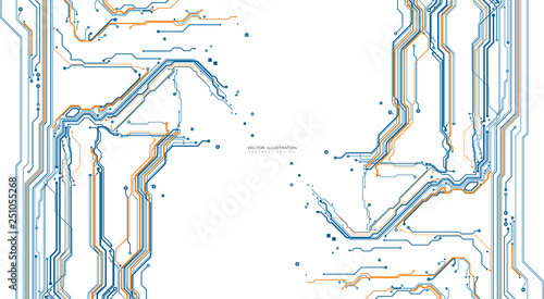 circuit board digital chipset electronic technology computer  lines engineering processor flat copy space vector illustration