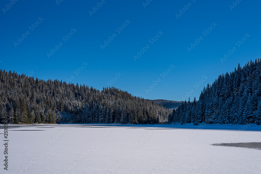 frozen mountain lake in Bulgaria