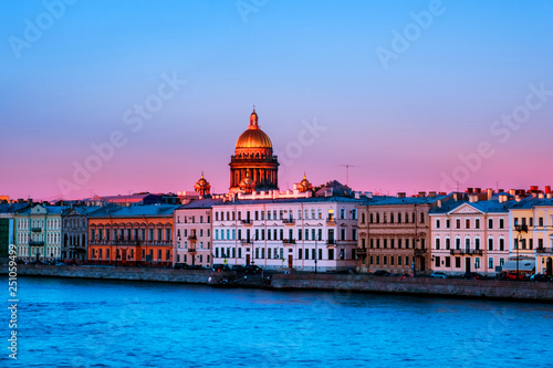 Moyka river in Saint Petersburg, Russia in the evening, historical buildings © Madrugada Verde