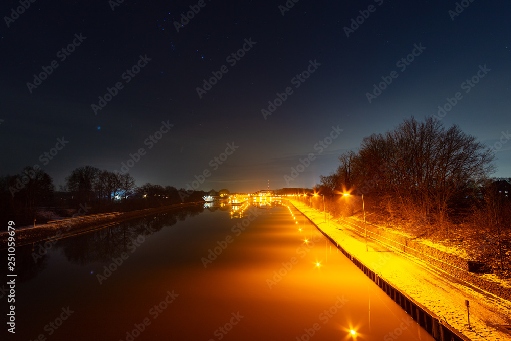 River lighting Reflections with Stars at Sky