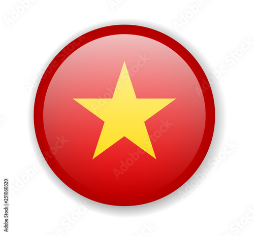 Vietnam flag round bright icon vector Illustration
