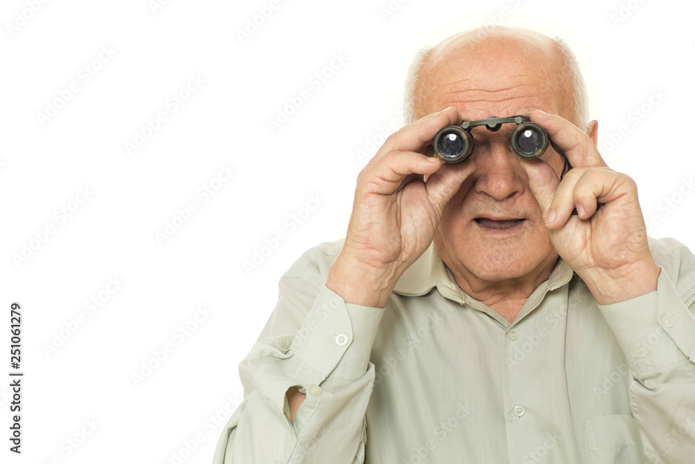 Cheerful grandpa at the studio Cheerful grandpa at the studio