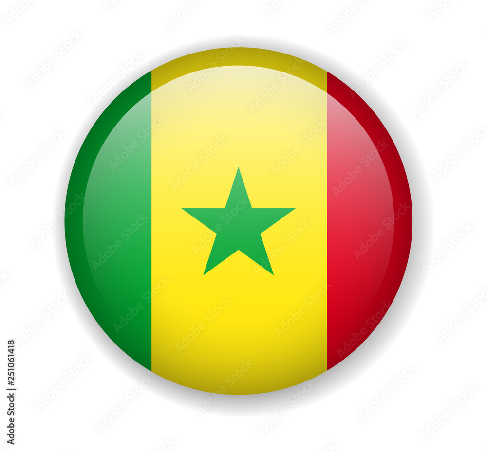 Senegal flag round bright icon vector Illustration Senegal flag round bright icon vector Illustration