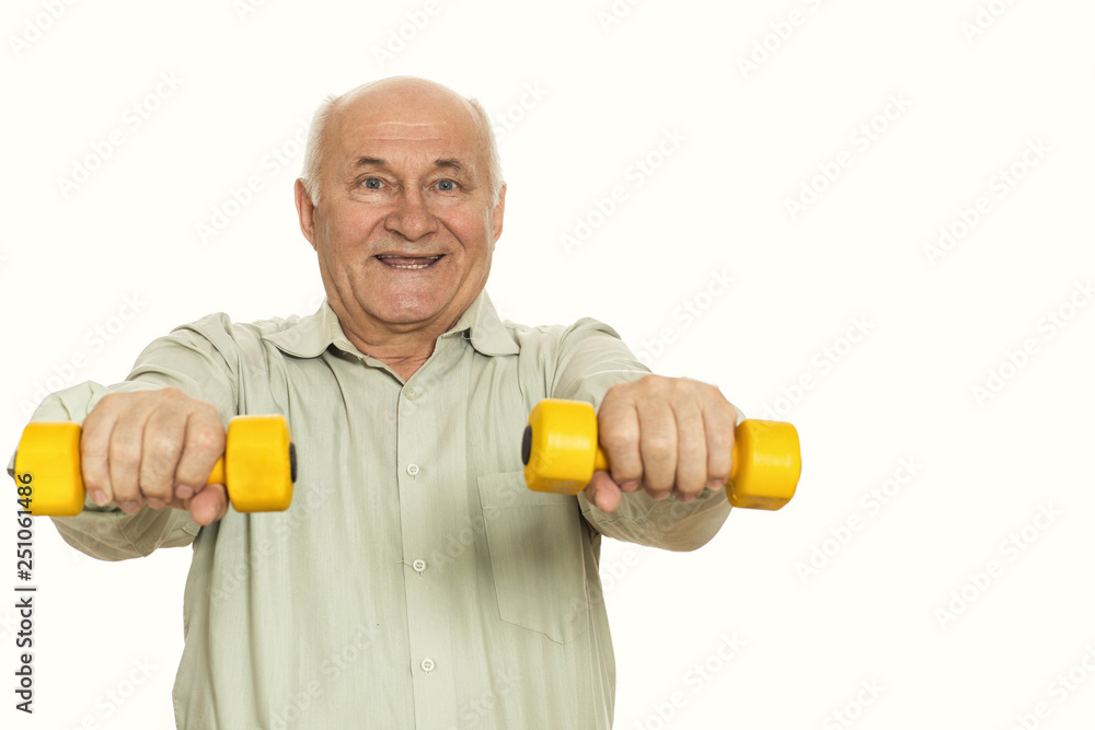 Senior man working out at studio Senior man working out at studio