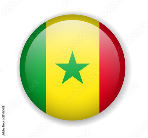 Senegal flag round bright icon vector Illustration