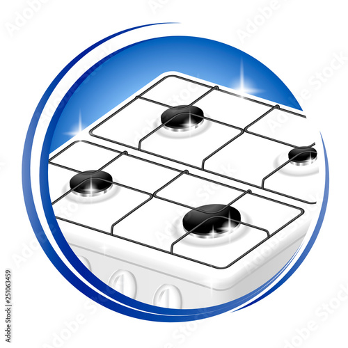 Clean stove cleaning to shiny icon. isolated on white background. Vector illustration.