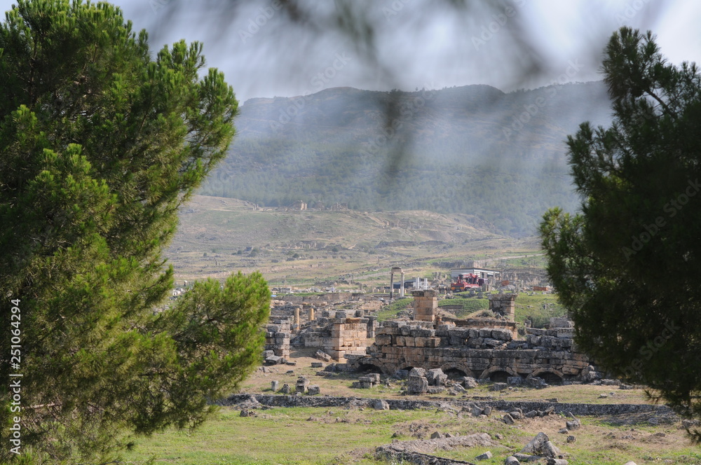 Fototapeta premium Travel in Turkey. Relaxation. Sarrinny remnants of buildings. Nature. Blue sky