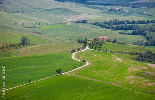 PIENZA, ITALY - MAY 12, 2014: Beautiful typical countryside summer landscape, Tuscany
