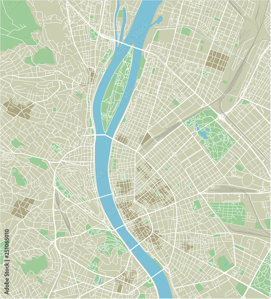 Naklejka Mapa miasta Budapeszt z dobrze zorganizowanymi oddzielnymi warstwami.