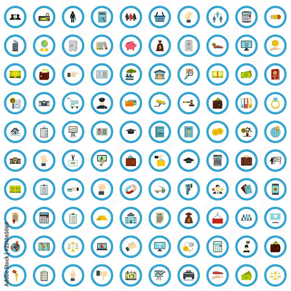 100 charge icons set in flat style for any design vector illustration