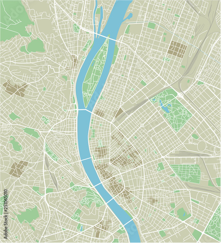 Photography Vector city map of Budapest with well organized separated layers.