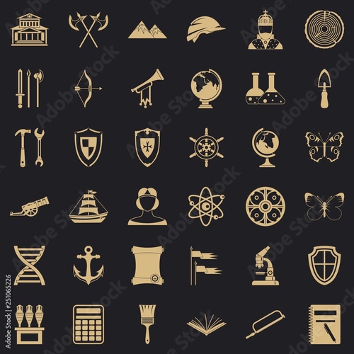 Archeology icons set. Simple style of 36 archeology vector icons for web for any design