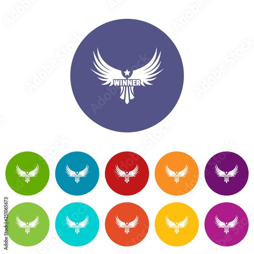 Winner wing icons color set vector for any web design on white background