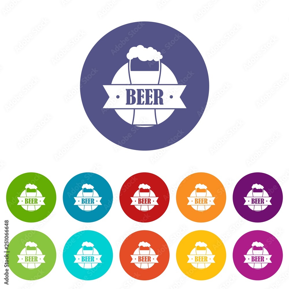 Glass beer icons color set vector for any web design on white background