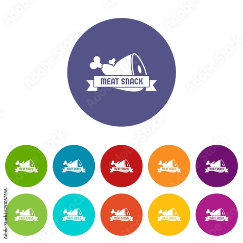 Meat icons color set vector for any web design on white background