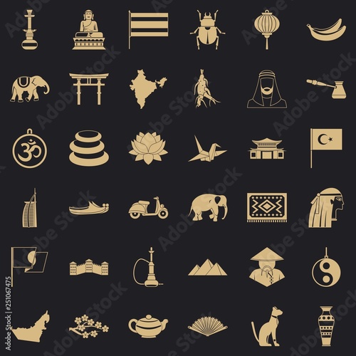 Asian people icons set. Simple style of 36 asian people vector icons for web for any design