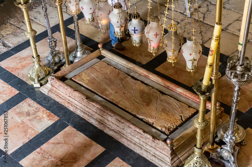 rock tableau from suplcher church where Jesus is said to be cared for after crucifixion