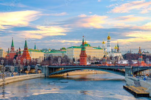 Morning landscape with on Moscow Kremlin.