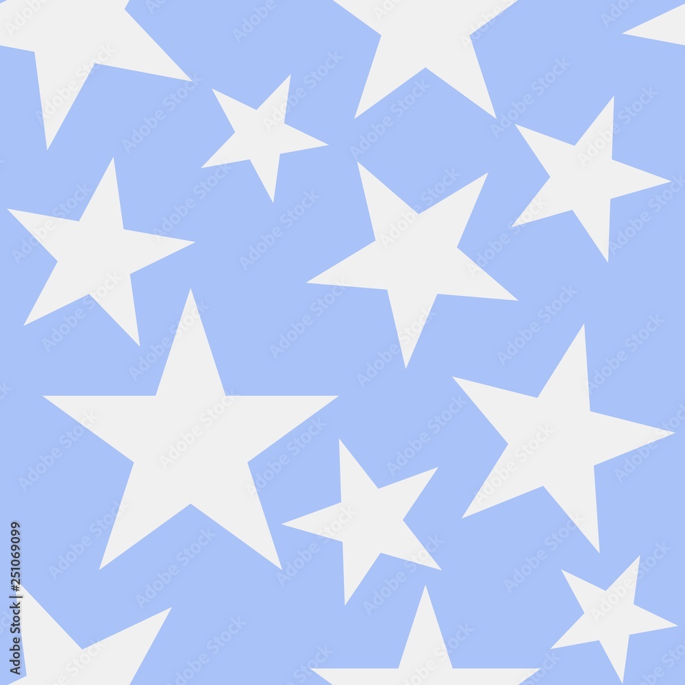 Gray stars on blue background. Vector seamless drawing. Gray stars on blue background. Vector seamless drawing.