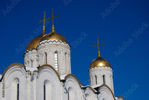 Assumption church in Vladimir town, Russia, famous by its frescoes painted by Andrey Rublev. Popular landmark. Color photo. photo