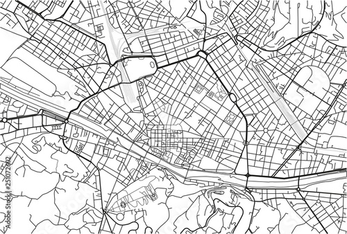 Black and white vector city map of Florence with well organized separated layers.