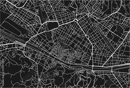 Black and white vector city map of Florence with well organized separated layers.