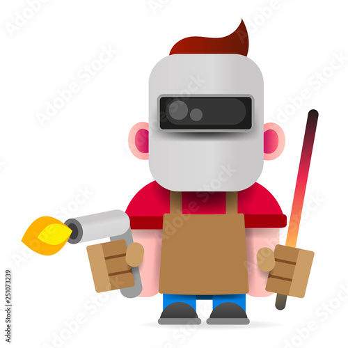 Image Of Welder Welding Tool Man On White Background.