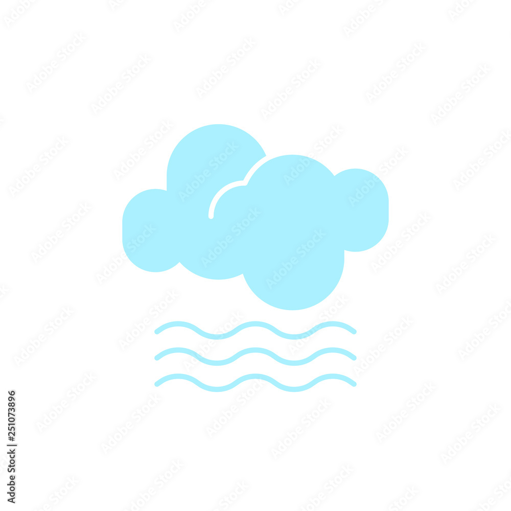 Vector weather icon of a blue cloud with fog to show the misty forecast and the current climate outside for applications, widgets, and other meteorological designs. Vector weather icon of a blue cloud with fog to show the misty forecast and the current climate outside for applications, widgets, and other meteorological designs.