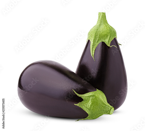 eggplant isolated on white background, clipping path, full depth of field