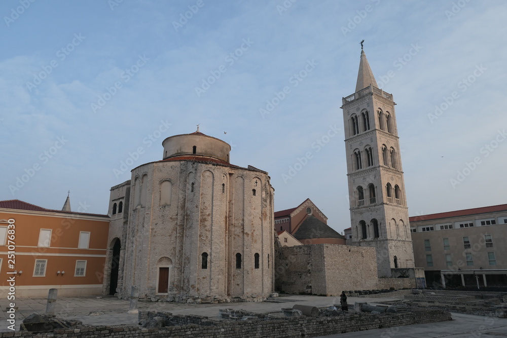 Zadar Croatia 21st February 2019 main square saint donat church and forum